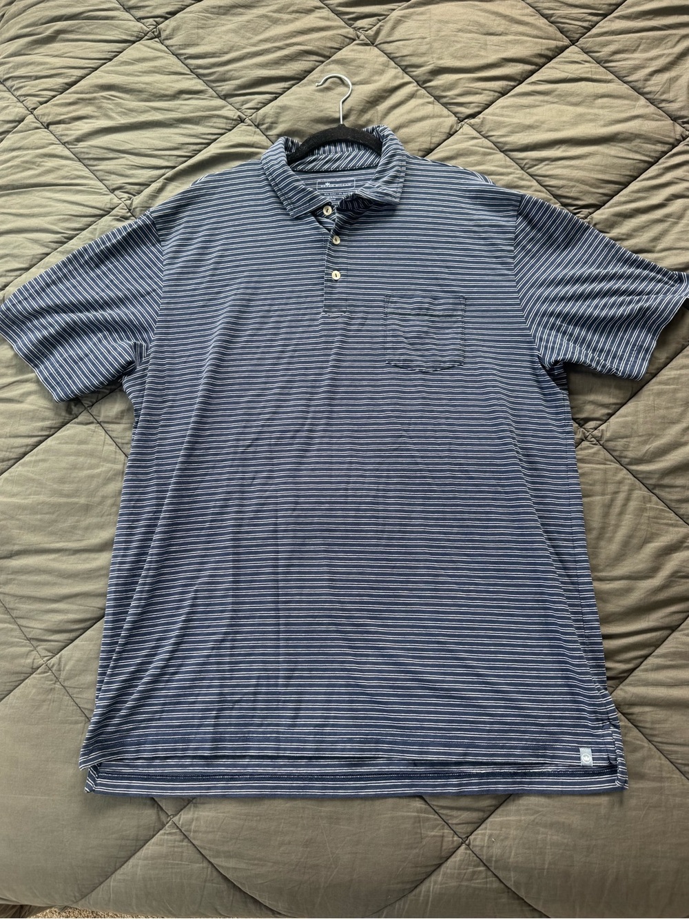 Peter Millar Navy Stripe Pocket Polo Shirt Men’s Large